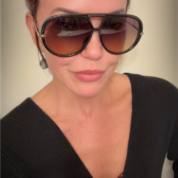 Bottega Veneta Black and Silver Sunglasses main image 8